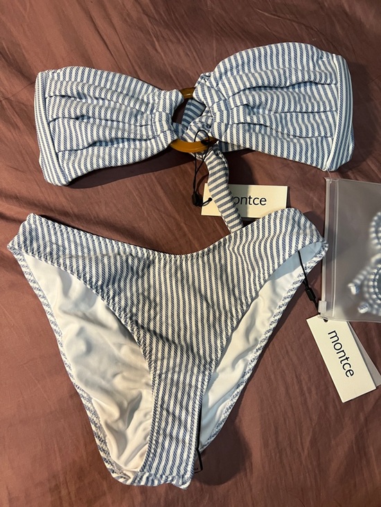Montce Other - Montce Blue and White Striped Bandeau Bikini
